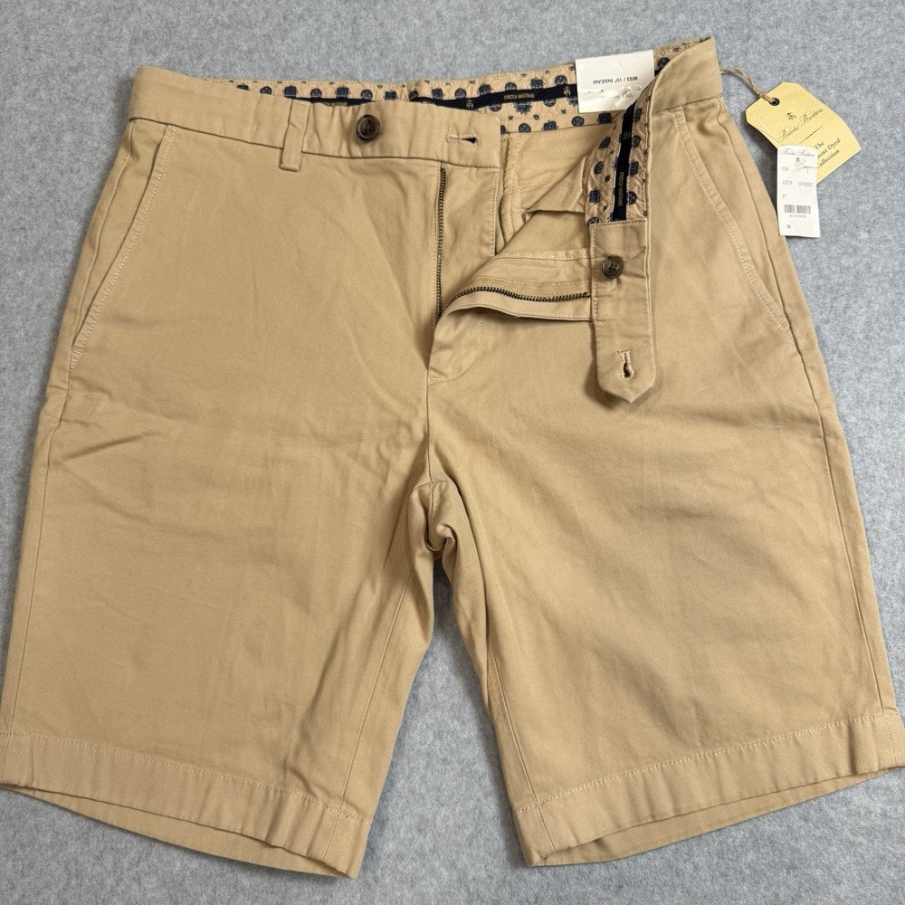 NEW Brooks Brothers Mens 33 Bermuda Short Khaki Prima Cotton Stretch 10" Casual